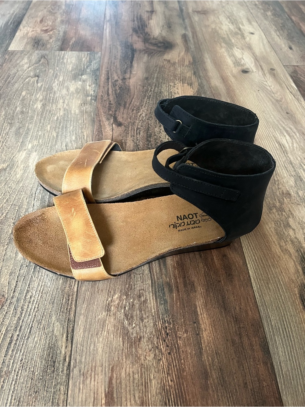 New Naot Shoes Womens Size 10 Brown Black Leather Prophecy Ankle Strap Sandals